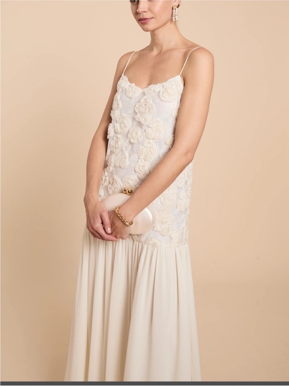 NWT o.p.t. Ondine Rosette Textured Drop Waist Chiffon Dress Size Medium - Picture 7 of 11